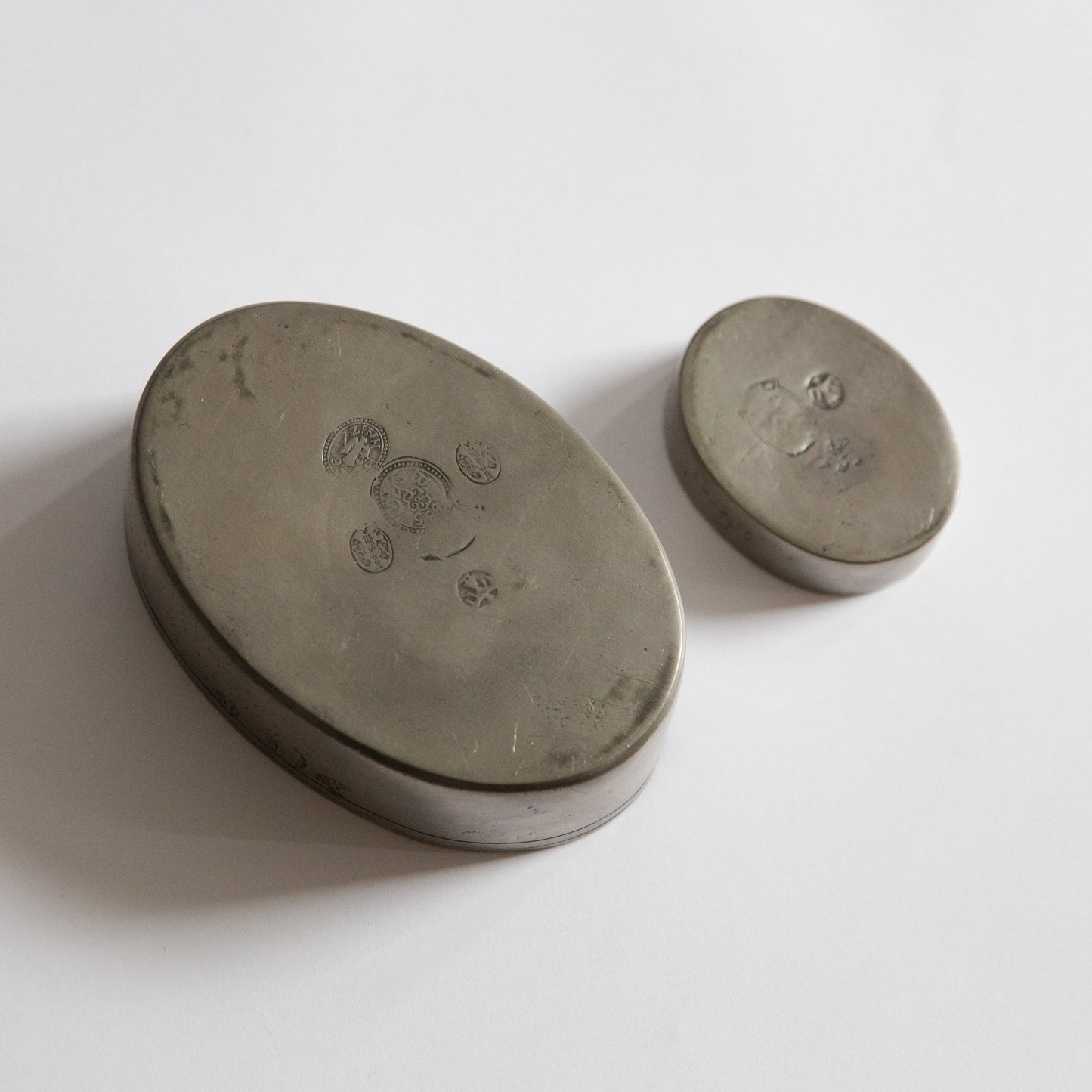 Set of Two Pewter Lidded Boxes, Germany. Early 20th century.