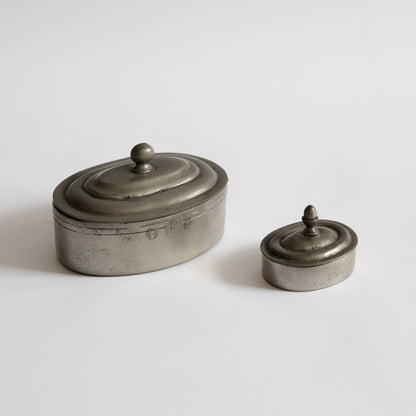 Set of Two Pewter Lidded Boxes, Germany. Early 20th century.