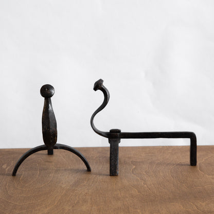 Pair of Small Wrought Iron Fire Dogs. Early 20th century.