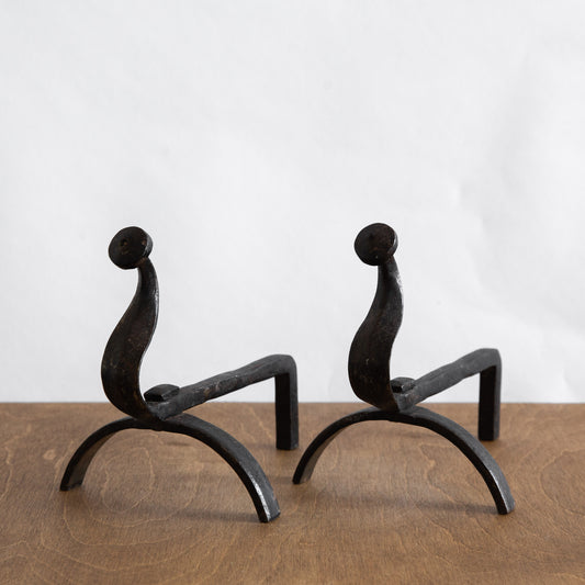 Pair of Small Wrought Iron Fire Dogs. Early 20th century.