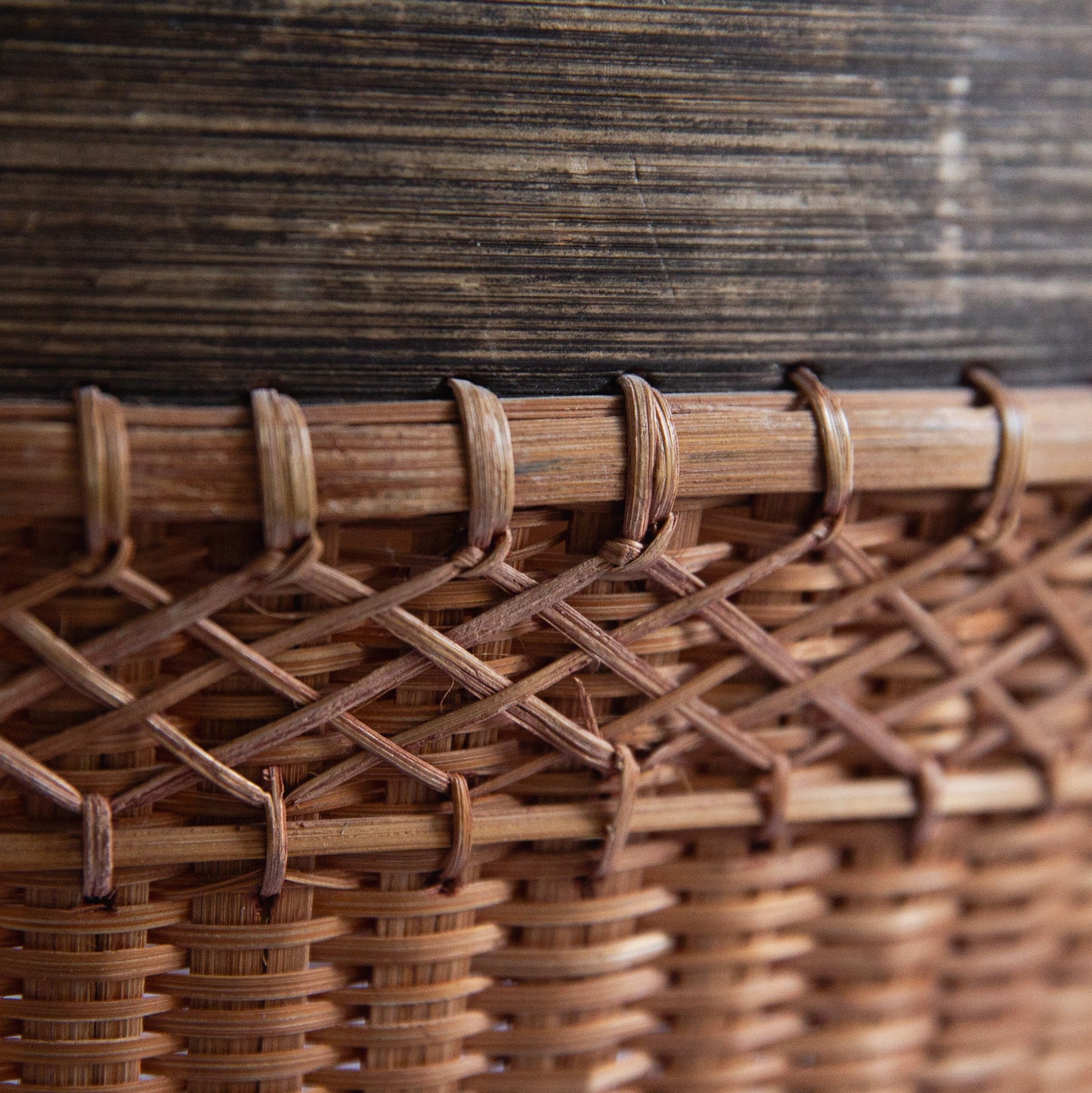 Large Bamboo and Rattan Grain Basket, Japan. Mid-20th century.