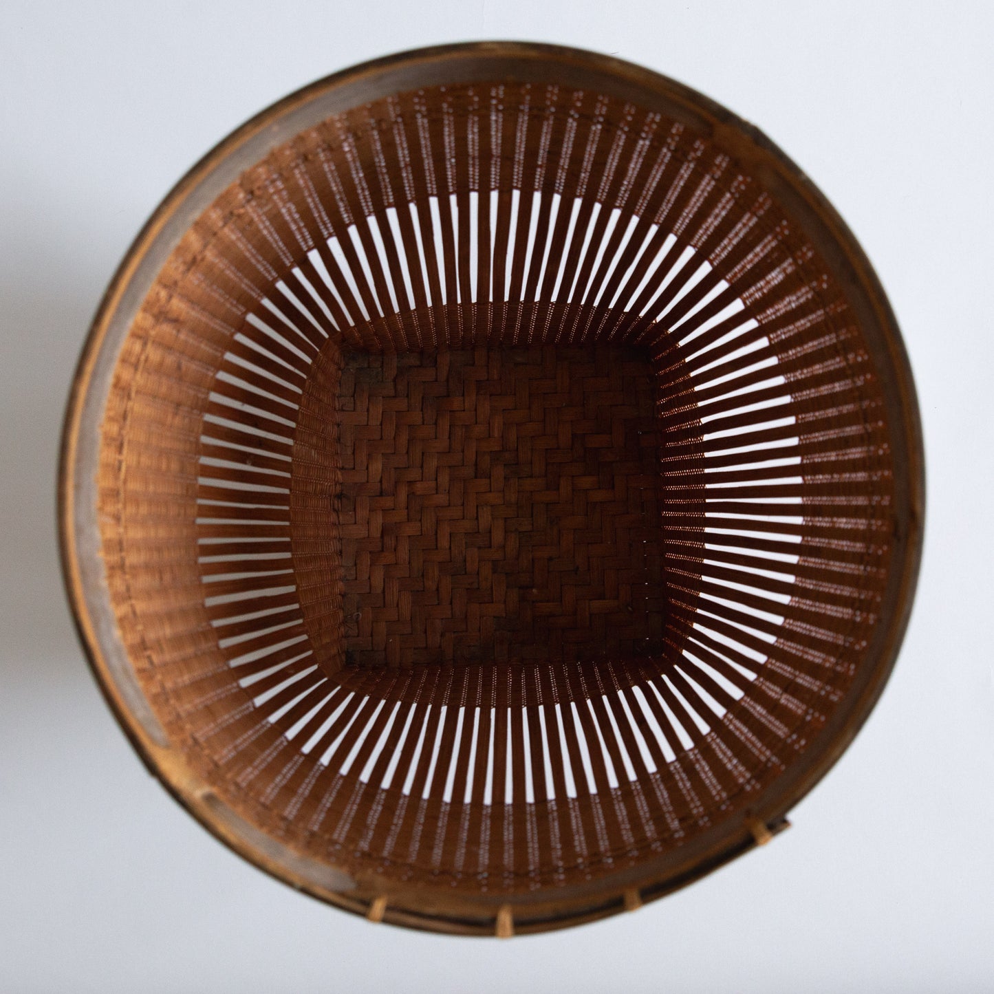 Large Bamboo and Rattan Grain Basket, Japan. Mid-20th century.