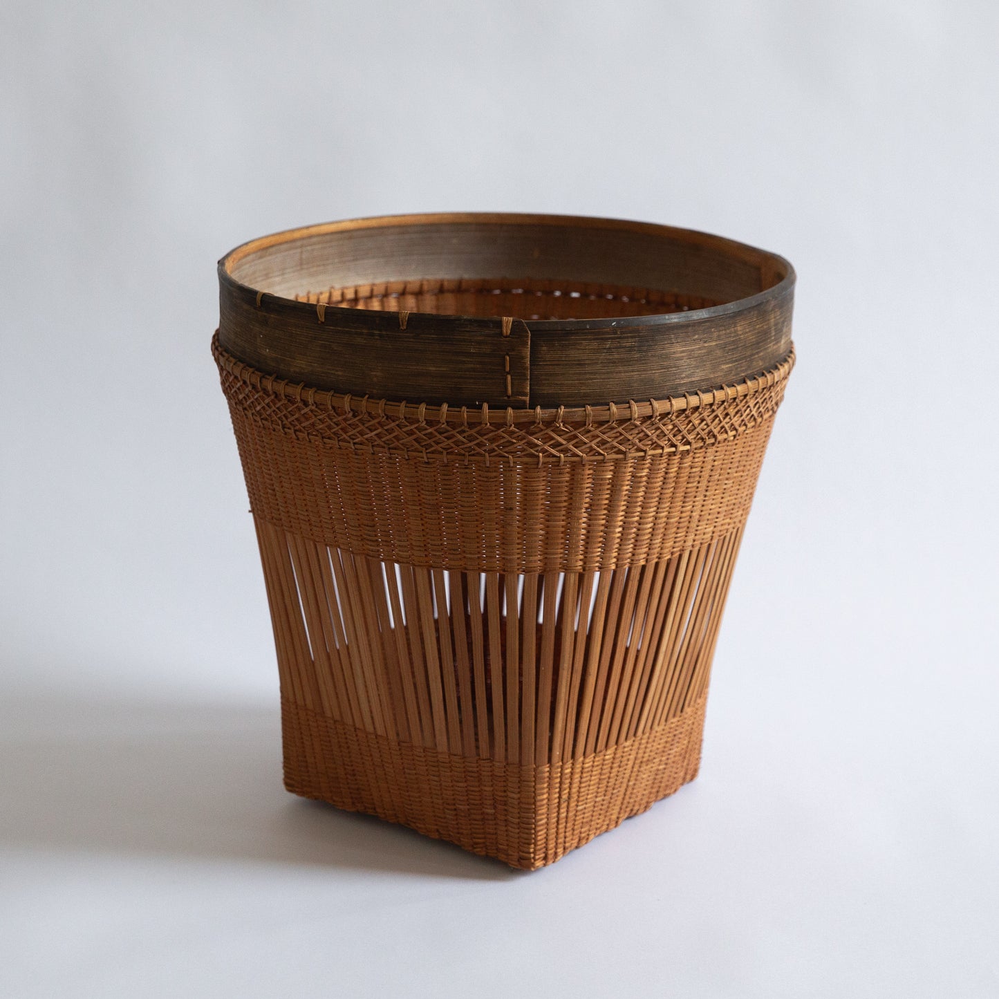 Large Bamboo and Rattan Grain Basket, Japan. Mid-20th century.