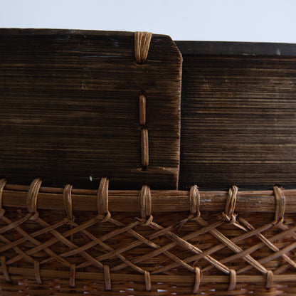 Large Bamboo and Rattan Grain Basket, Japan. Mid-20th century.
