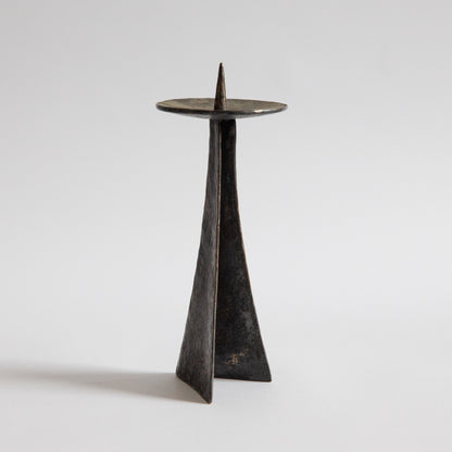 Brutalist Steel Pricket Candle Holder, Netherlands. 1970s.
