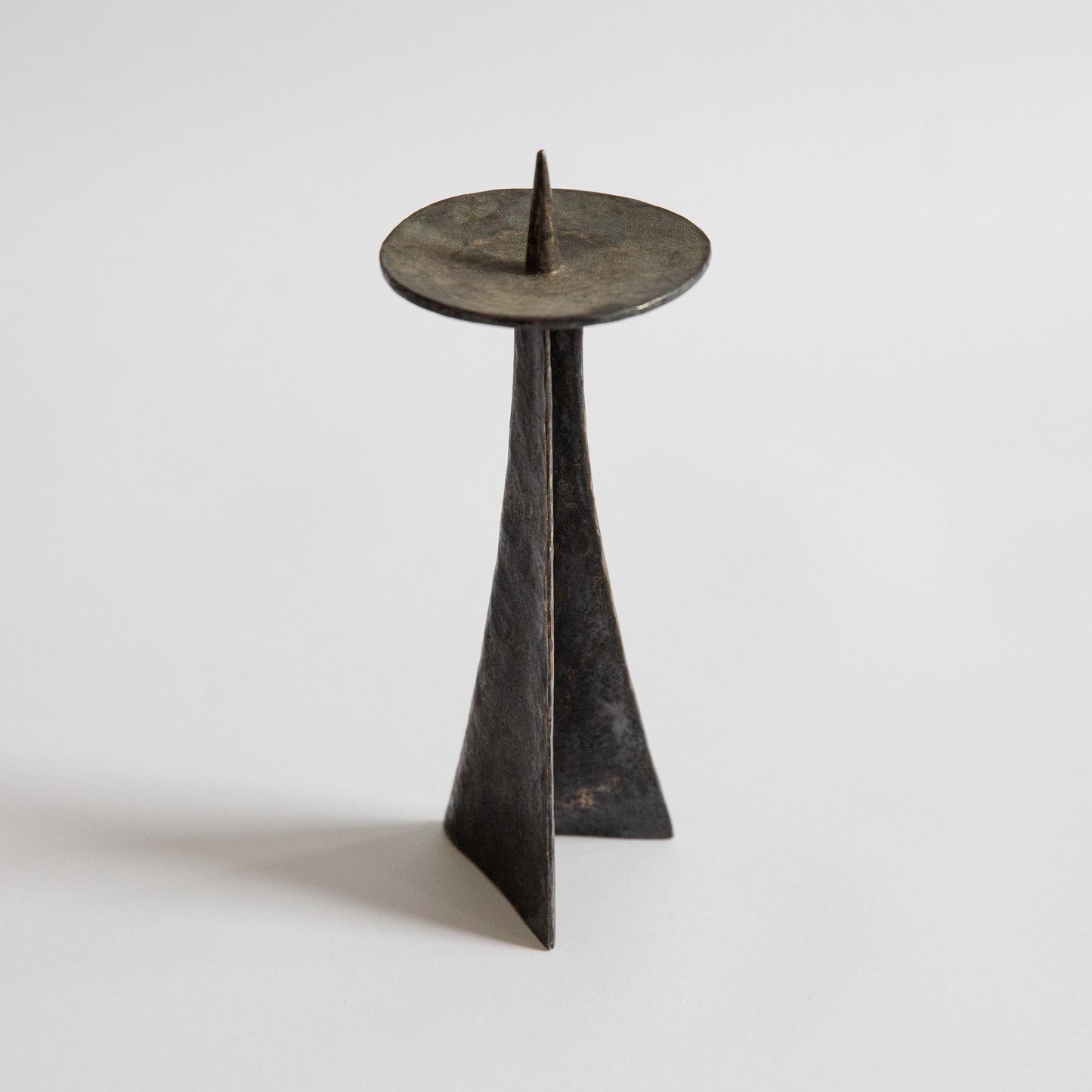 Brutalist Steel Pricket Candle Holder, Netherlands. 1970s.