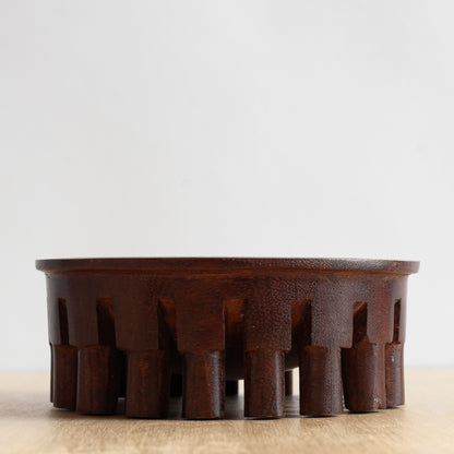 Unique Hand Carved Iroko Footed Bowl, Mid-20th century.