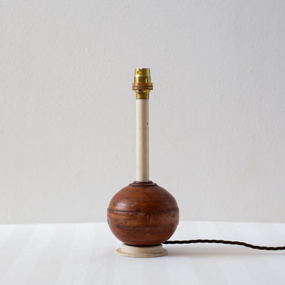 Unique Hardwood and Painted Steel Table Lamp, England. Early C20th.