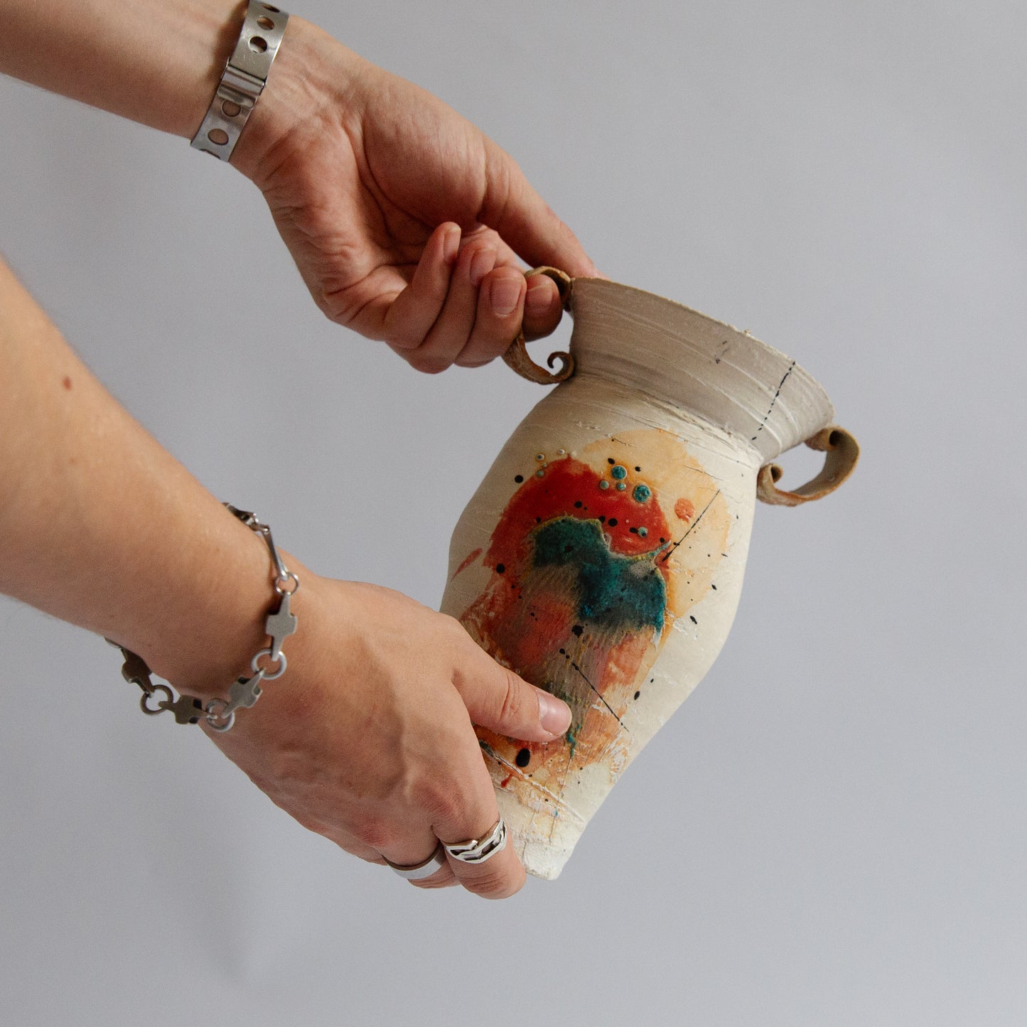 Stoneware Handled Vase, John Kershaw, England. 2000s.