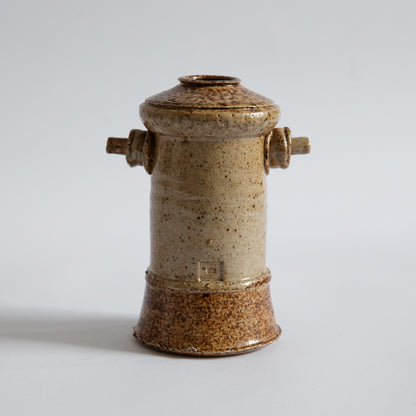 Unique Small Stoneware Handled Vase. Mid-20th century.