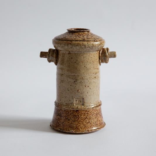 Unique Small Stoneware Handled Vase. Mid-20th century.
