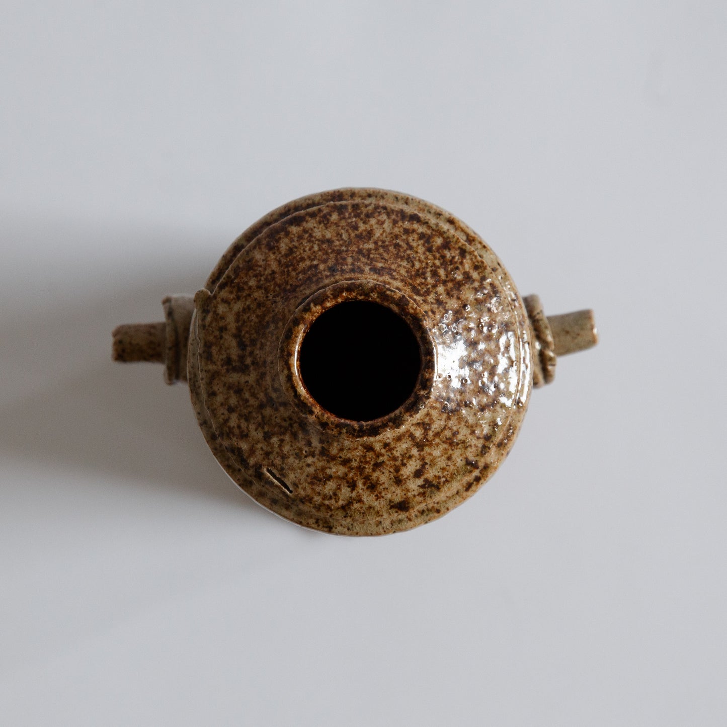 Unique Small Stoneware Handled Vase. Mid-20th century.