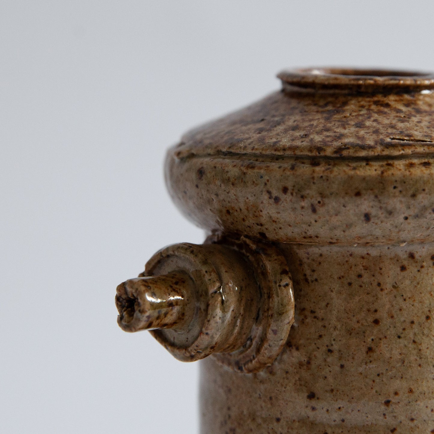 Unique Small Stoneware Handled Vase. Mid-20th century.