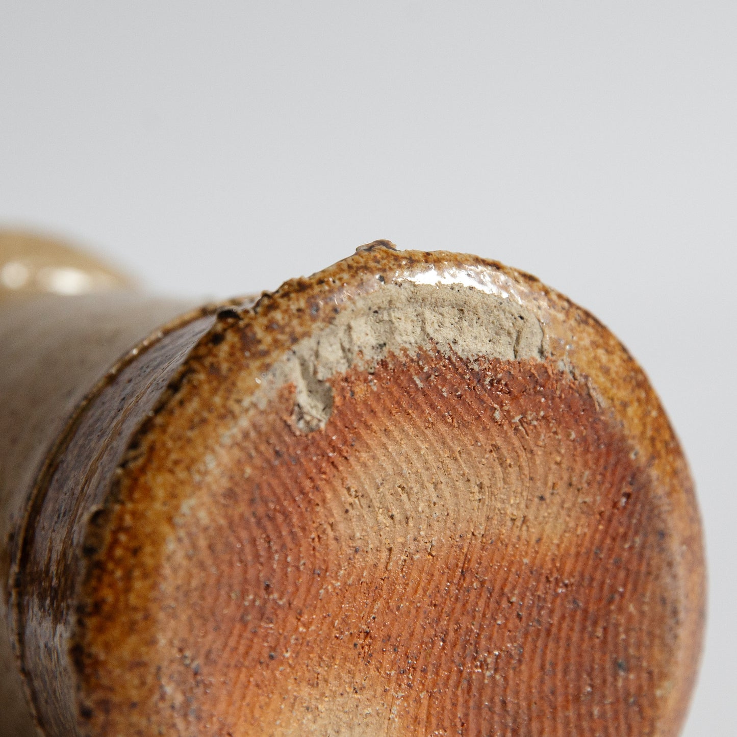 Unique Small Stoneware Handled Vase. Mid-20th century.
