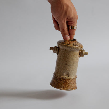 Unique Small Stoneware Handled Vase. Mid-20th century.