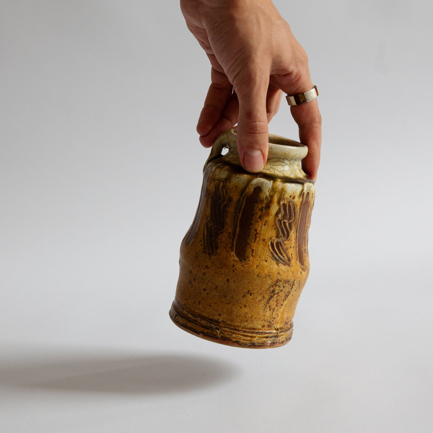 Stoneware Handled Vase, Mike Dodd, England. Circa 2010.