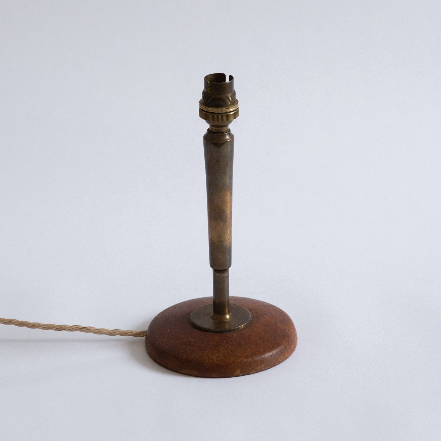 Brass and Teak Table Lamp, Italy. 1950s.