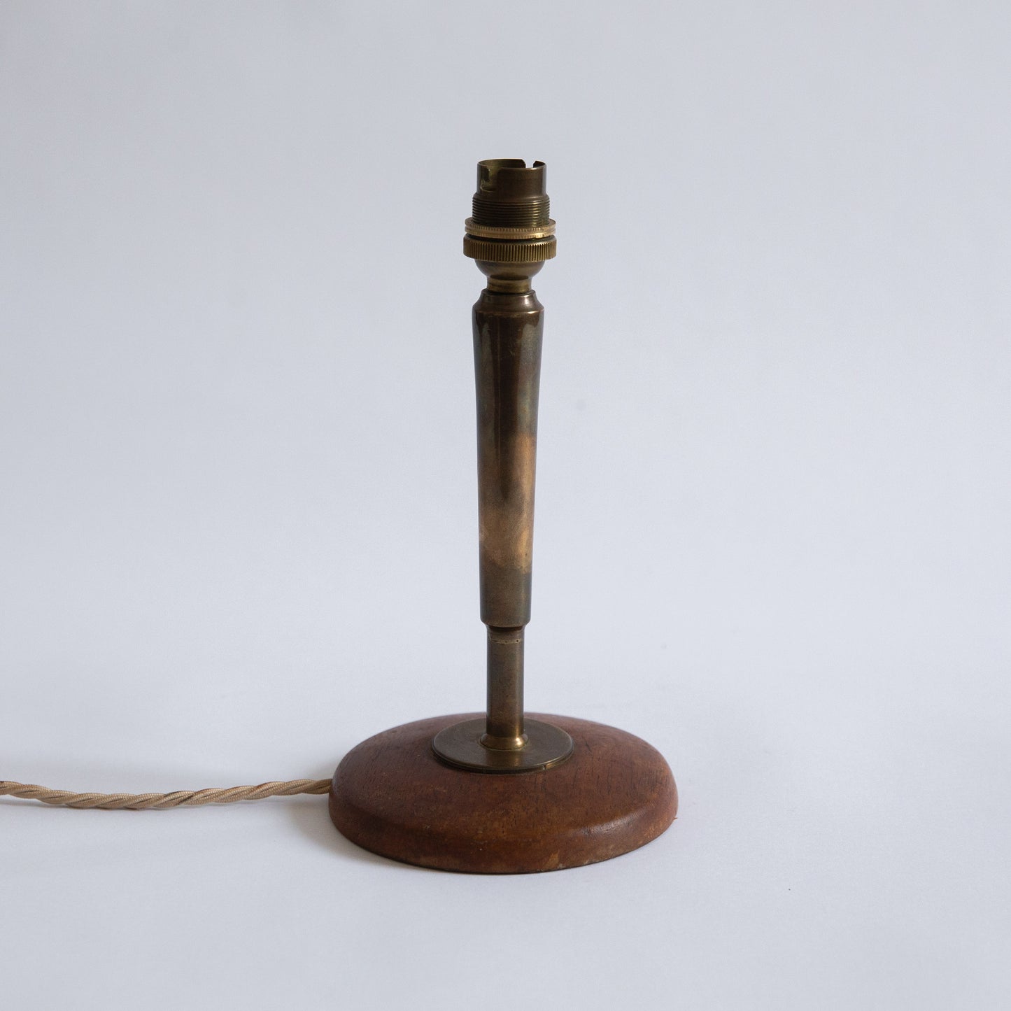 Brass and Teak Table Lamp, Italy. 1950s.