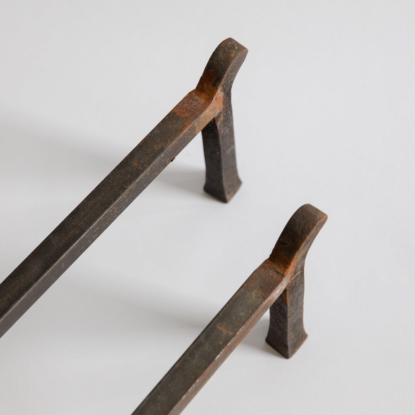 Pair of Unique Wrought Iron Dragon Fire Dogs. Mid-20th century.
