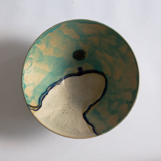 Unique Large Stoneware Bowl with Mount, Carl Cunningham-Cole, Sweden. 1983.