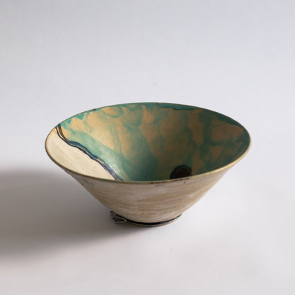 Unique Large Stoneware Bowl with Mount, Carl Cunningham-Cole, Sweden. 1983.