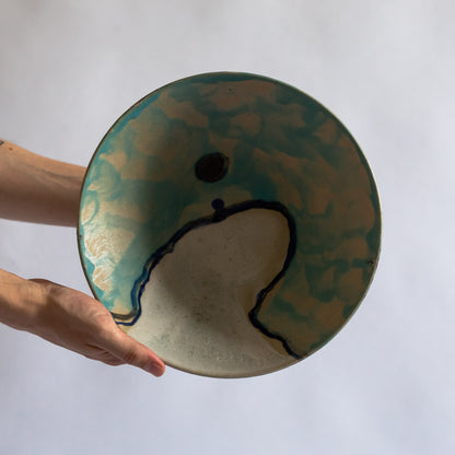 Unique Large Stoneware Bowl with Mount, Carl Cunningham-Cole, Sweden. 1983.