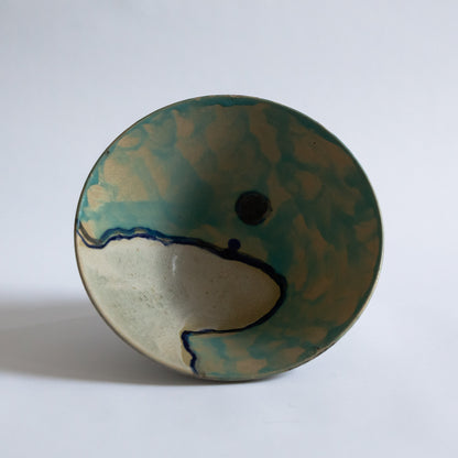 Unique Large Stoneware Bowl with Mount, Carl Cunningham-Cole, Sweden. 1983.