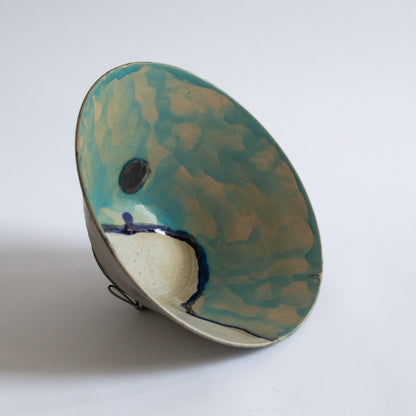 Unique Large Stoneware Bowl with Mount, Carl Cunningham-Cole, Sweden. 1983.