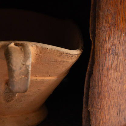 Unique Oak 'Stoof' Foot Warmer with Vessel, Netherlands. 1860s.