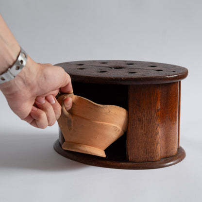 Unique Oak 'Stoof' Foot Warmer with Vessel, Netherlands. 1860s.