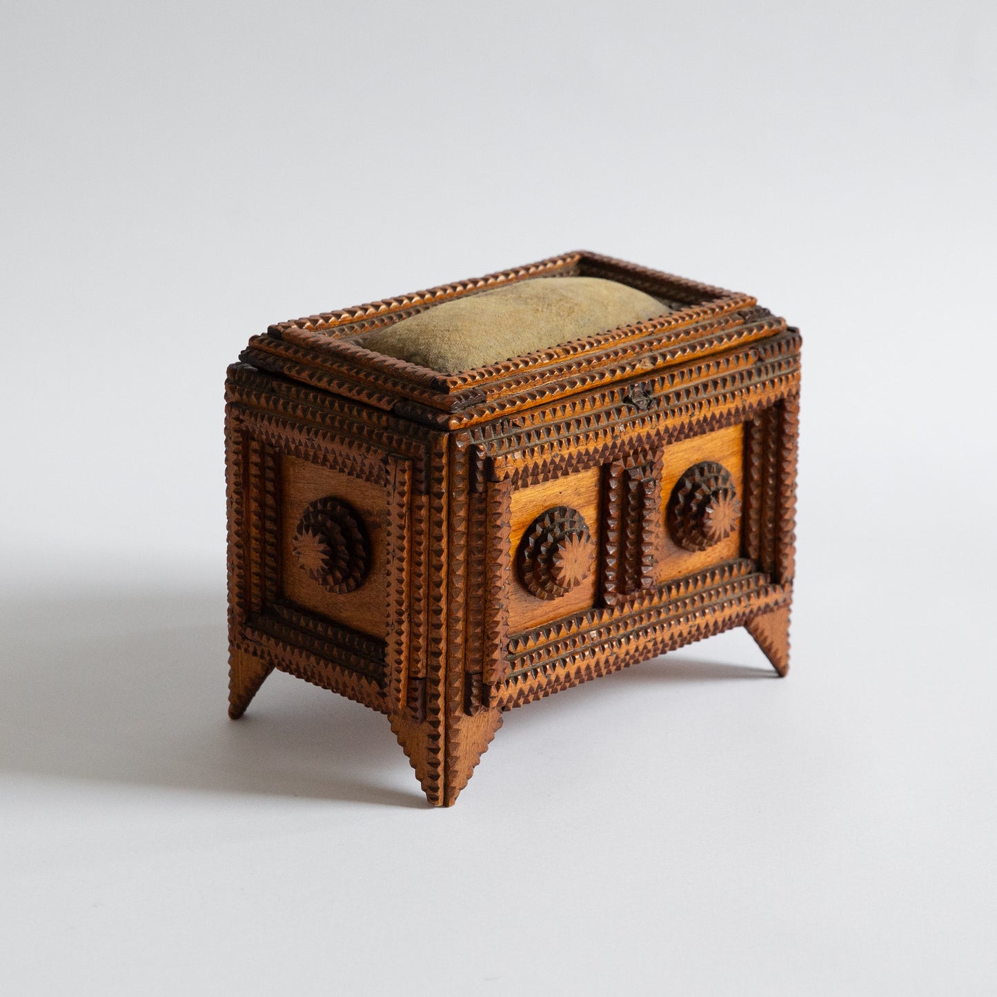 Unique Tramp Art Sewing Box, Netherlands. Late 19th century.