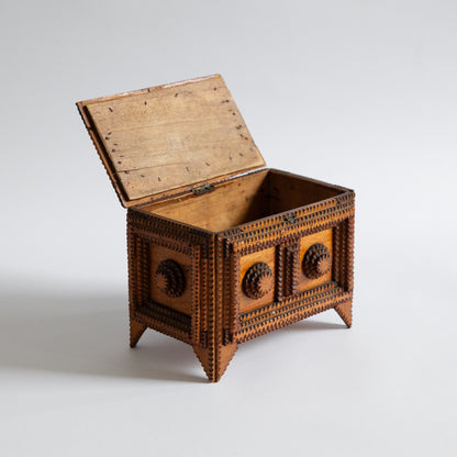 Unique Tramp Art Sewing Box, Netherlands. Late 19th century.