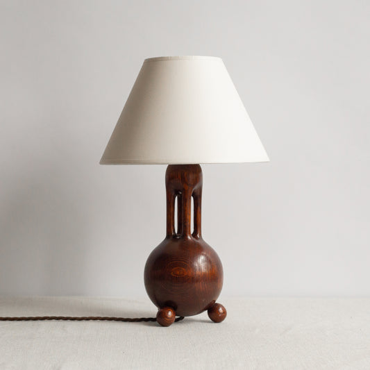 Organic Design oak table lamp, France. 1930's.