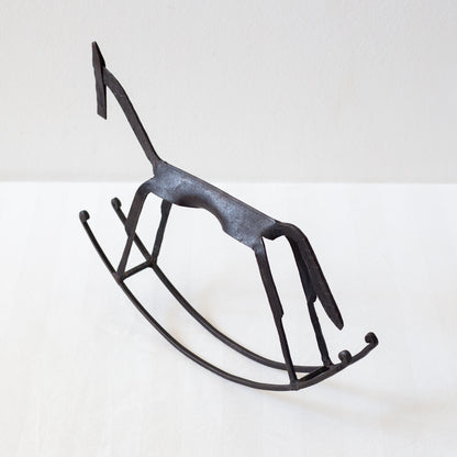 Iron Rocking Horse Sculpture, Mid-20th Century.