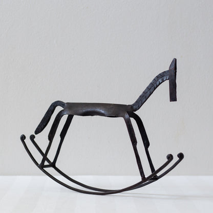 Iron Rocking Horse Sculpture, Mid-20th Century.