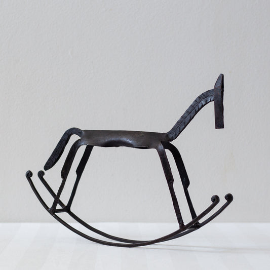 Iron Rocking Horse Sculpture, Mid-20th Century.