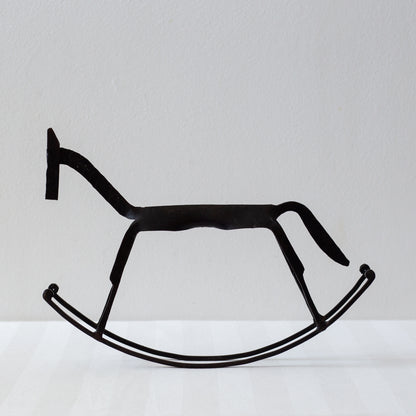 Iron Rocking Horse Sculpture, Mid-20th Century.