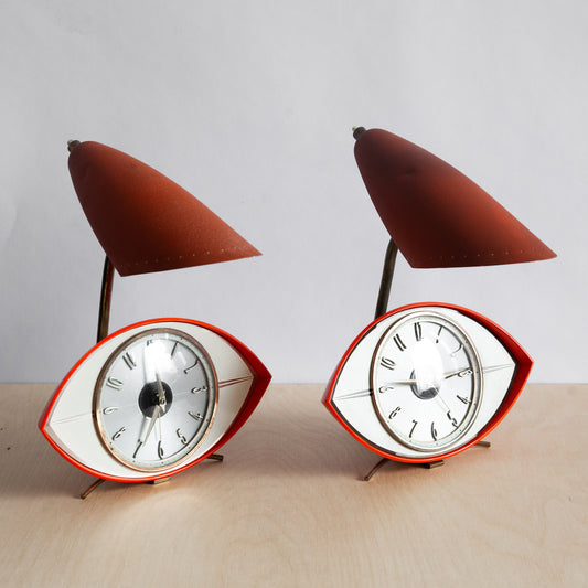 Very Rare Pair of 'Eye' Clock Table Lamps, Metamec, England. 1970s.