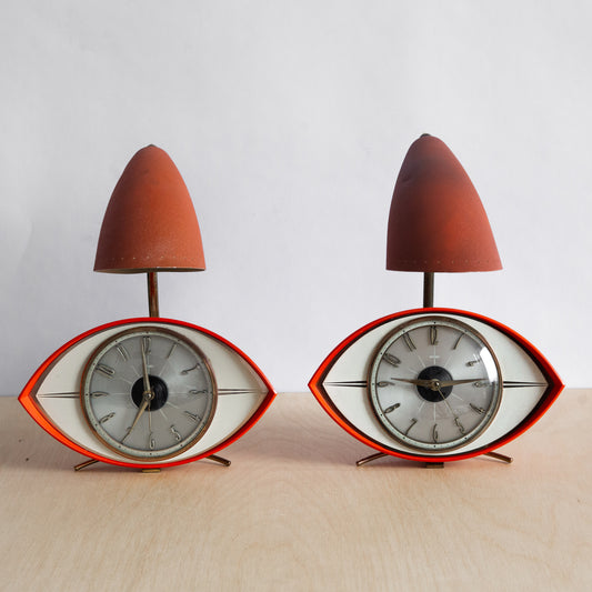 Very Rare Pair of 'Eye' Clock Table Lamps, Metamec, England. 1970s.