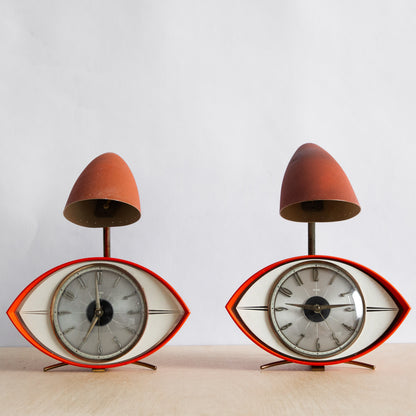 Very Rare Pair of 'Eye' Clock Table Lamps, Metamec, England. 1970s.