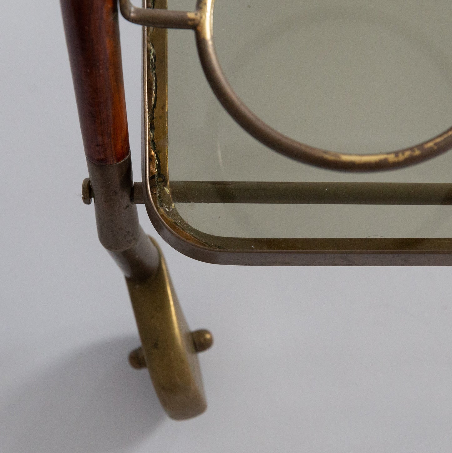 Brass and Mahogany Bar Cart, Cesare Lacca, Italy. 1960s.