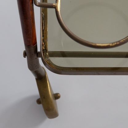 Brass and Mahogany Bar Cart, Cesare Lacca, Italy. 1960s.
