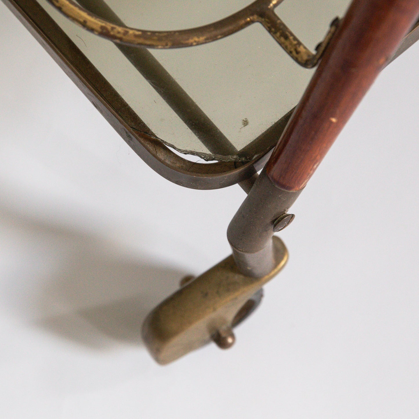 Brass and Mahogany Bar Cart, Cesare Lacca, Italy. 1960s.
