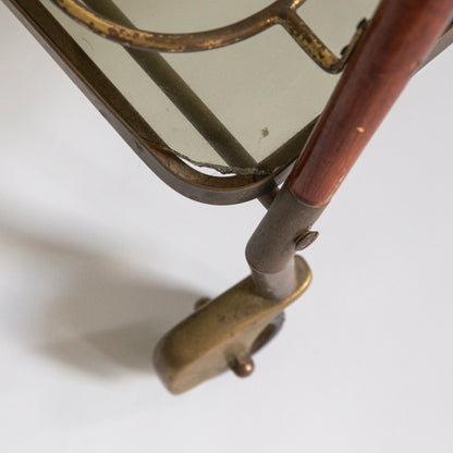 Brass and Mahogany Bar Cart, Cesare Lacca, Italy. 1960s.