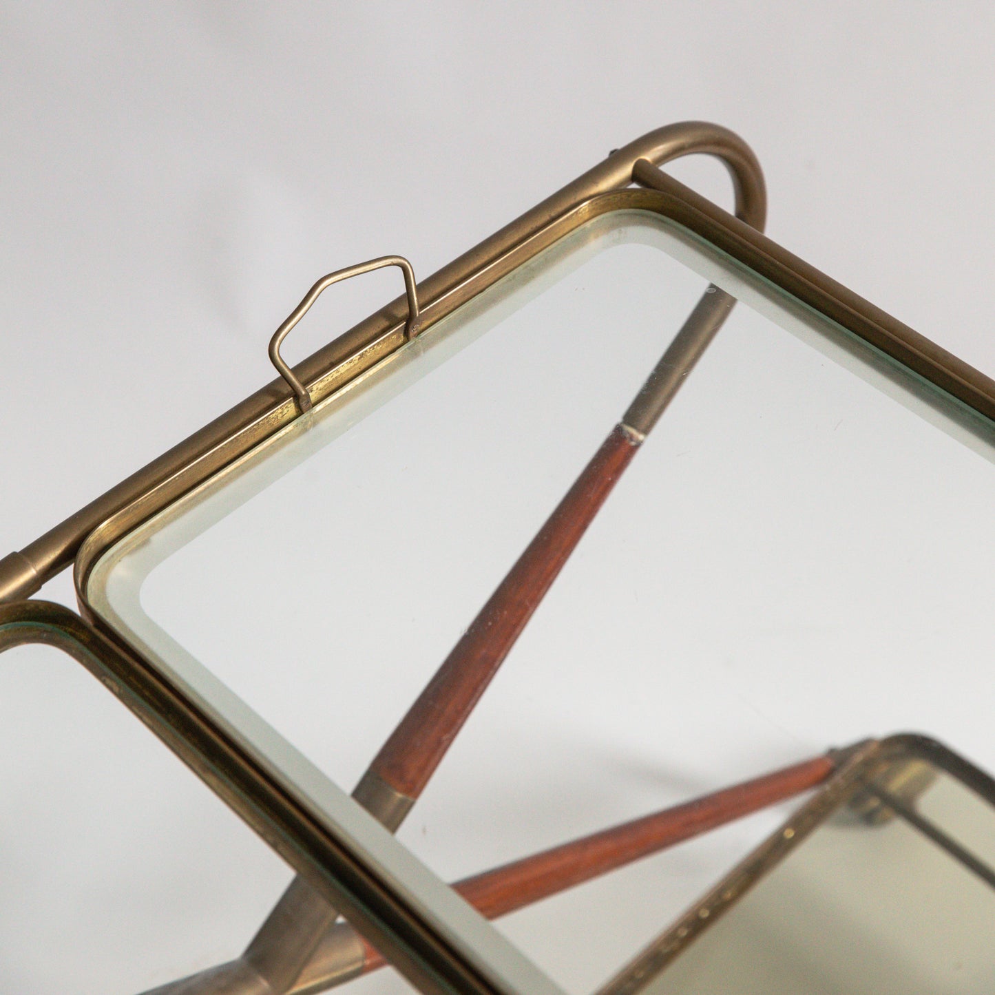 Brass and Mahogany Bar Cart, Cesare Lacca, Italy. 1960s.