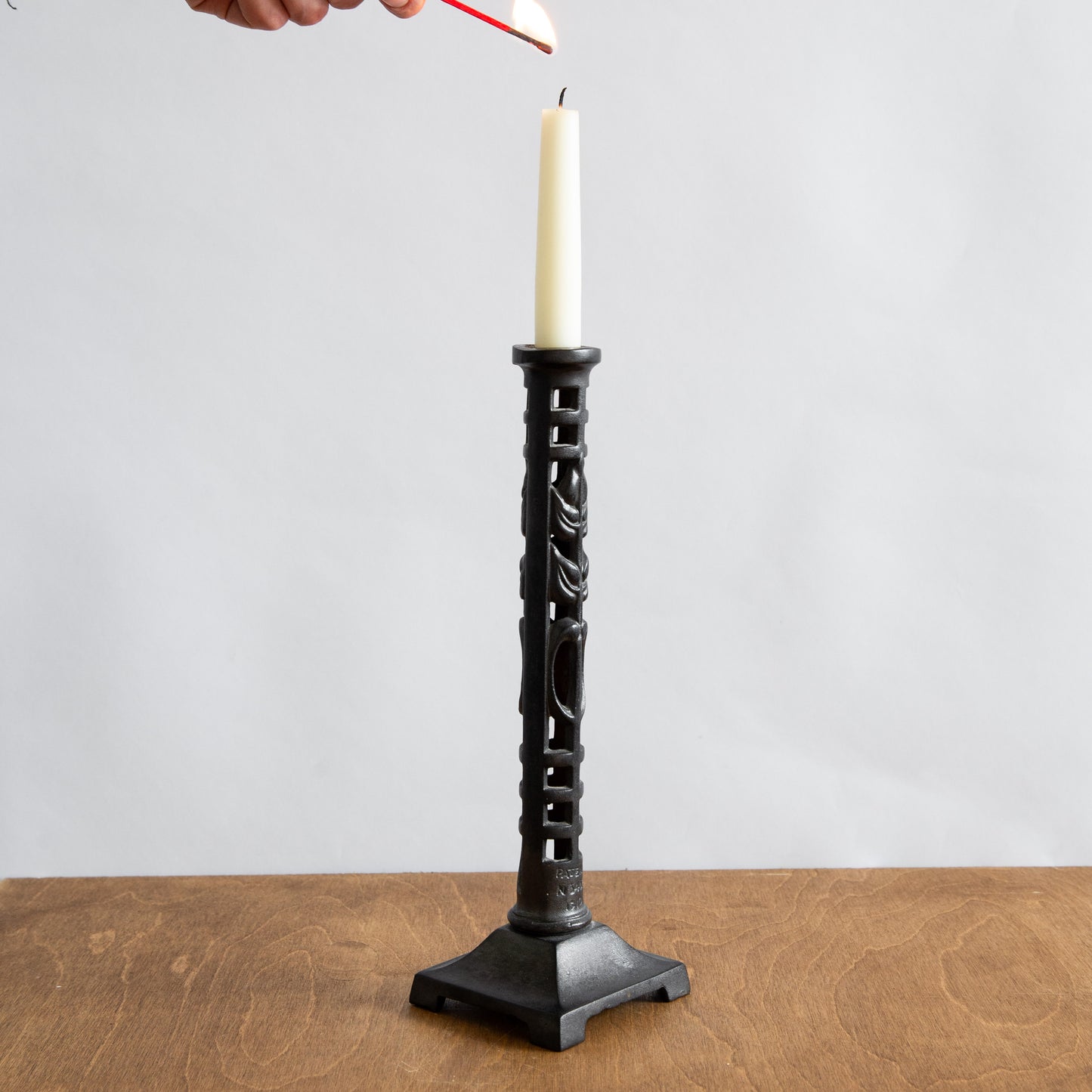 Rare Cast Iron Candlestick, Charles Rennie Mackintosh, Scotland. Circa 1910.