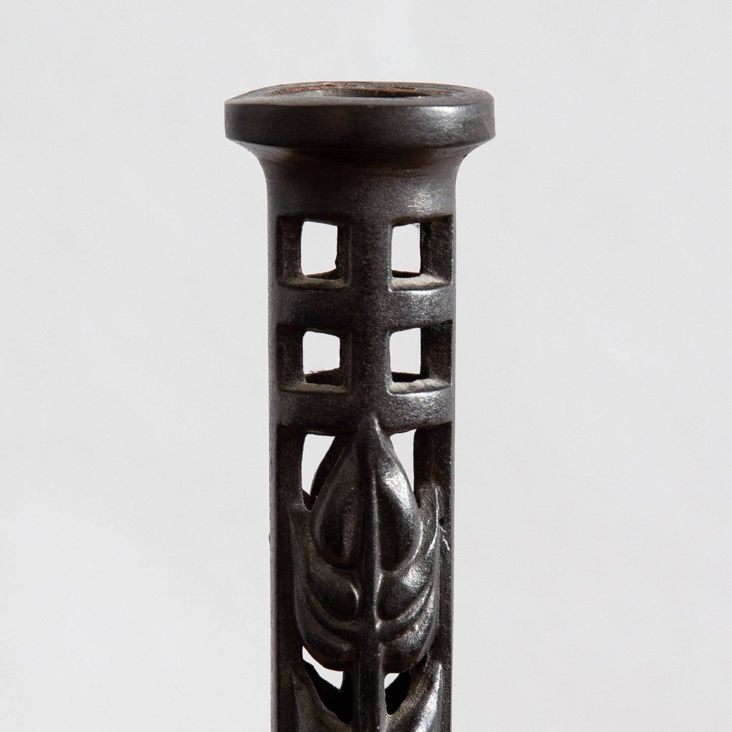 Rare Cast Iron Candlestick, Charles Rennie Mackintosh, Scotland. Circa 1910.