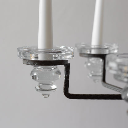 Iron and Glass Chandelier in the manner of Bertil Vallien, Sweden. 1960’s.